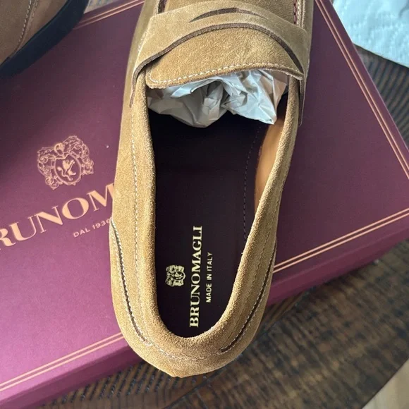 Bruno Magli Tan Suede Loafers - Picture 2 of 3